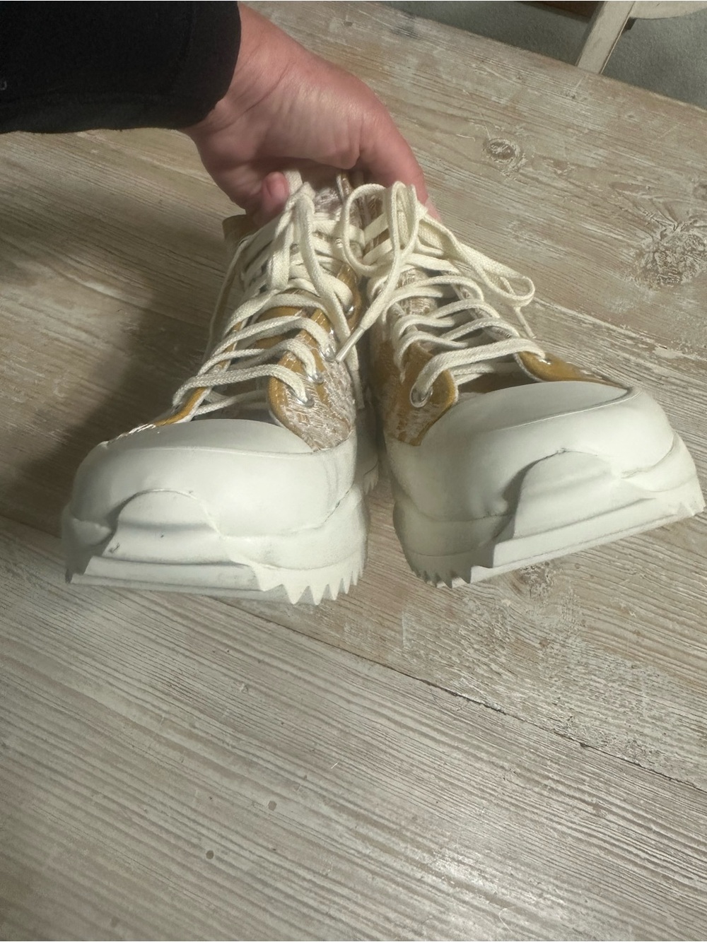 Converse Run Star Hike Festival High Top Platform Sneakers Embroidery Goldtone 9 - Picture 7 of 12